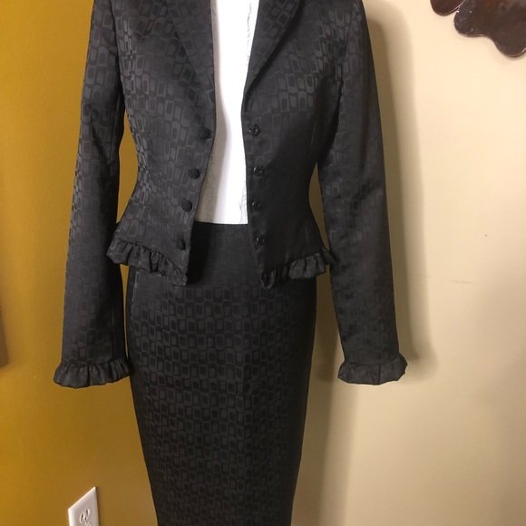 Franco Mirabelli Two Piece Chic Black Suit S4 - Picture 3 of 6